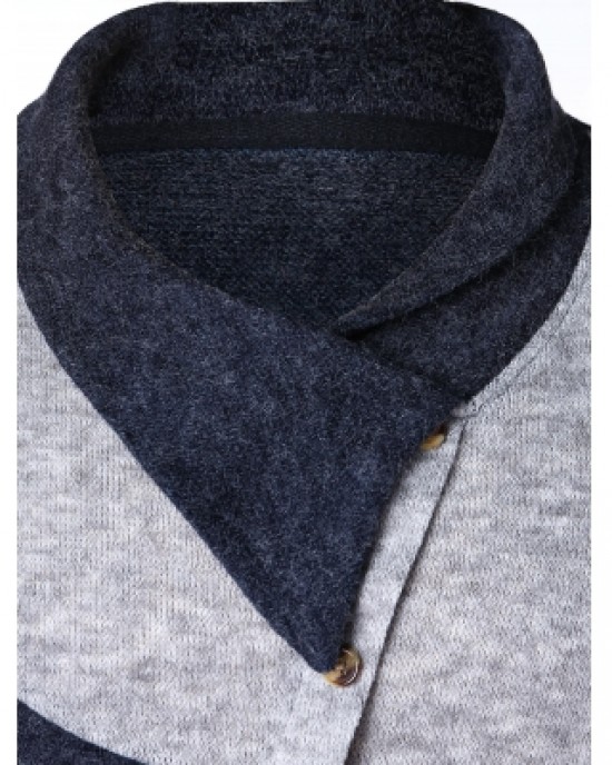 Asymmetric Panel Shawl Collar Sweater