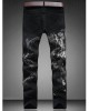 Zip Fly Straight Leg Graphic Jeans