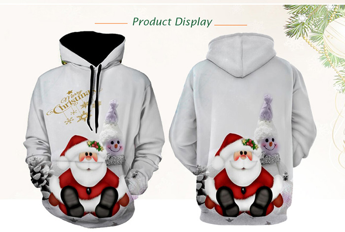 Snowman Print Pullover Christmas Hoodie